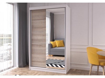 Гардероб с плъзгащи врати NEOMI 05 (корпус бял/лице дъб сонома)